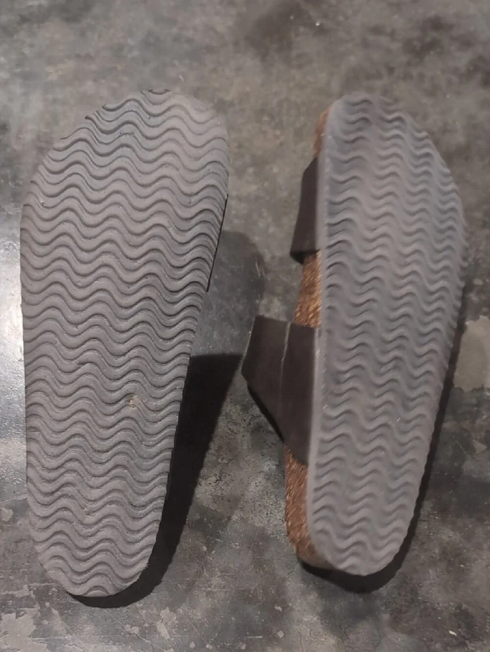 Mens Double-Strap Brown Leather Slide Sandals